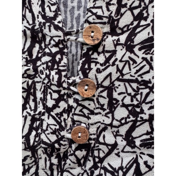 Soft Surroundings Dress XS Black White Print 3/4 Sleeve‎ Wooden Buttons - Picture 2 of 9